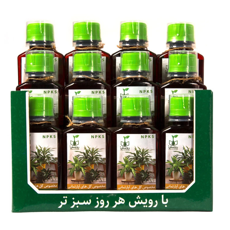 کود گلهای آپارتمانی رویش سبز مدل +NPKS حجم 120 میلی لیتر بسته 12 عددی